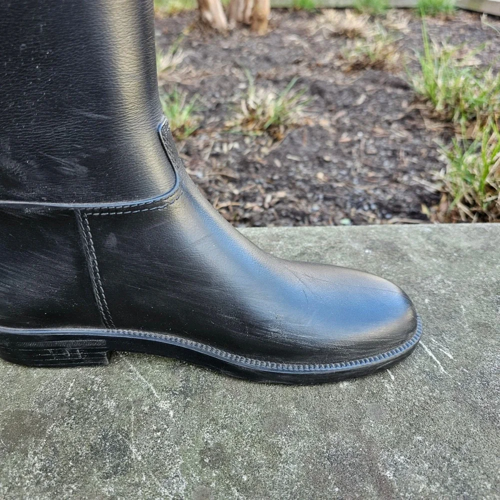 Naot Women Rain Boots 7 Black Grey Equestrian Tall‎ Riding Waterproof Minimal